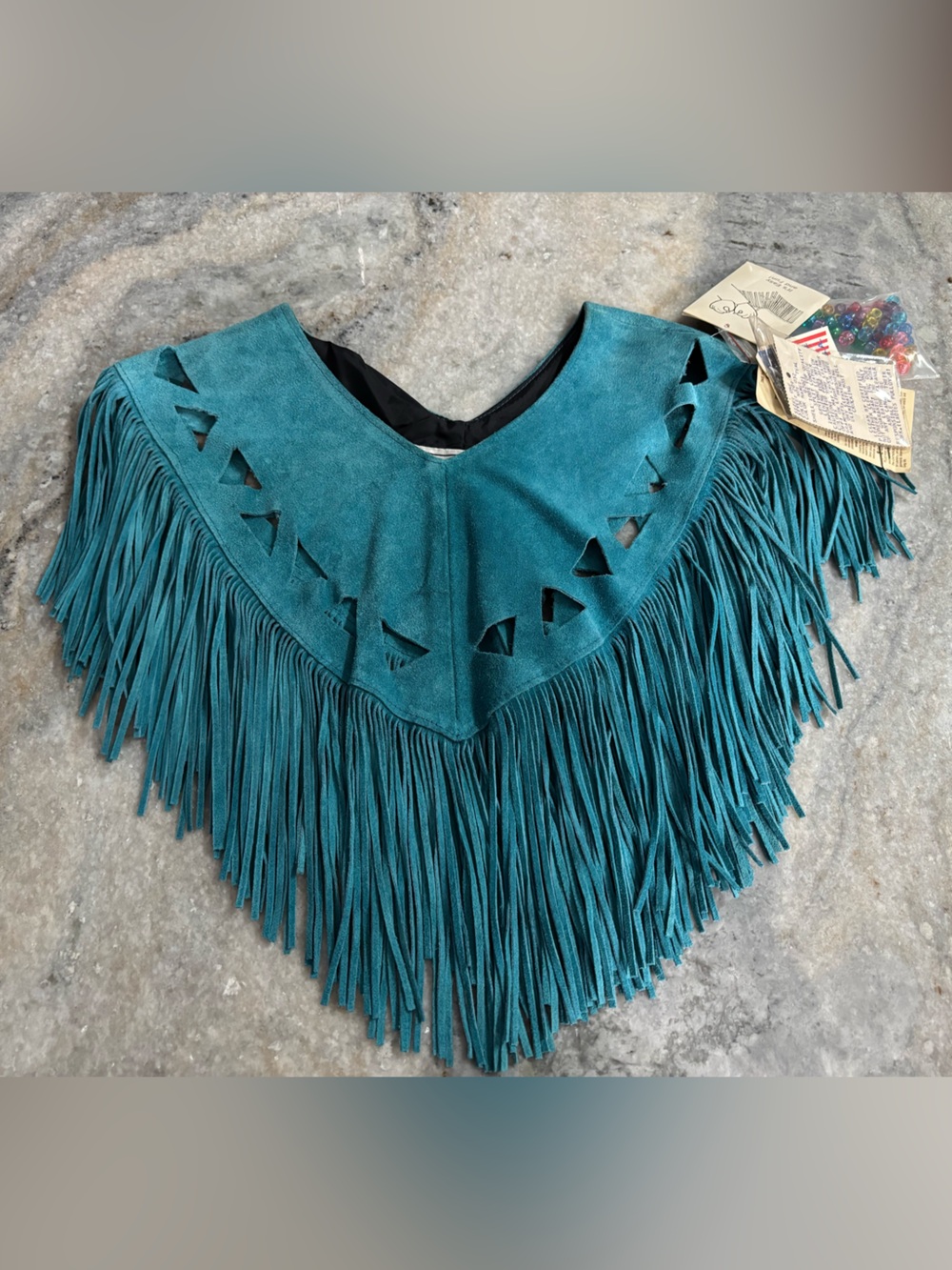PIONEER Teal Suede Fringe Collar Accessory